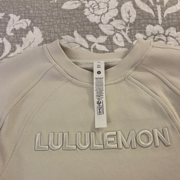 Lululemon Scuba Oversized Pullover Wordmark ~ M/L ~ Bone - Picture 5 of 10